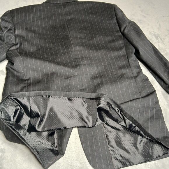 Gianco Polo Blazer Men 42R Black 3 Button Suit Preppy Super 140s Wool Sport Coat - Picture 9 of 14